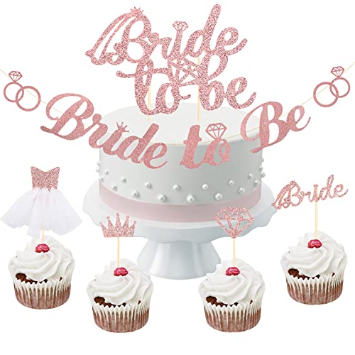 AirSMall 6 STK. Bride to Be Cake Topper,Team Bride Tortenaufsatz Rose,JGA Cupcake Topper hochzeit Dessert Deko Tortendeko für Verlobung Junggesellenabschied Dekoration bachelorette party accessories von AirSMall