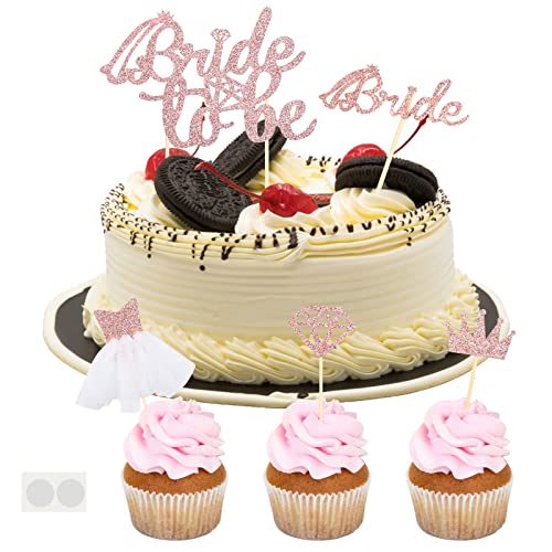 AirSMall Bride to Be Cake Topper, 5 Stk. Hochzeit Bride to Be Tortenstecker, JGA Deko Brautkleid Diamant Ring Kuchen Topper für Frauen Verlobung Hochzeit Brautparty Deko von AirSMall