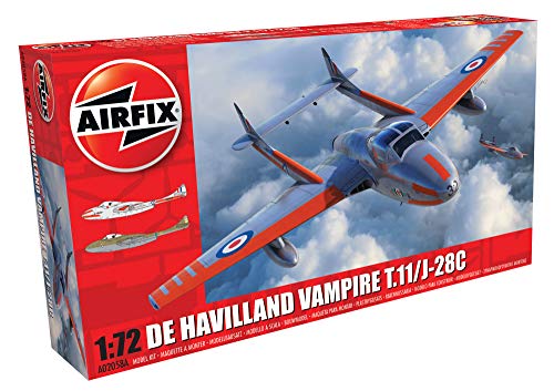 Airfix A02058A 1/72 De Havilland T.11/J-28C Modellbausatz deHavilland Vampire T.11 /J-28 C, Mehrfarbig von Airfix