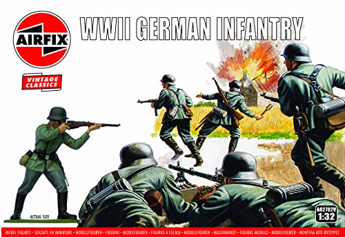 Airfix A02702V WIWII Deutsche Infanterie Vintage Classics Figuren im Maßstab 1:32 Modellbausatz, Merhfarbig von Airfix