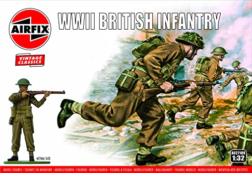 Airfix Modellfiguren-Set – A02718V WWII Britische Infanterie – Zubehör für Modellbausätze, Plastikmodellbausätze, Set enthält 14 unbemalte Figuren – Zubehör für Dioramen von Airfix