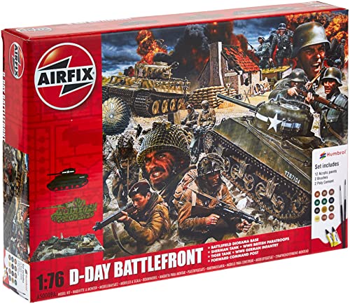 Airfix A50009A 1/76 75 Jahre D-Day, Geschenk-Set, Frontlinie Sherman, Tiger Tank Modellbausatz, Multi, 1: 76 Scale von Airfix