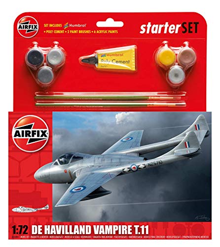 Airfix A55204 1/72 Medium Starter Set, De Havilland Vampire T11 Modellbausatz von Airfix