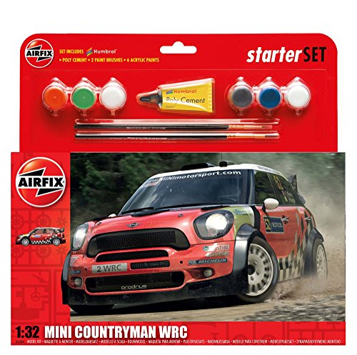 Airfix A55304 1/32 Large Starter Set, Countryman WRC Mini Cooper Bär Modellbausatz, rot von Airfix