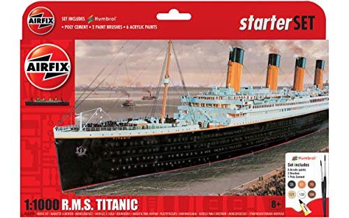 Airfix A55314 1/1000 Large Starter Set, RMS Titanic Schiff Modellbausatz, Modellbauzubehör, Mehrfarbig, 1: 1000 Scale von Airfix