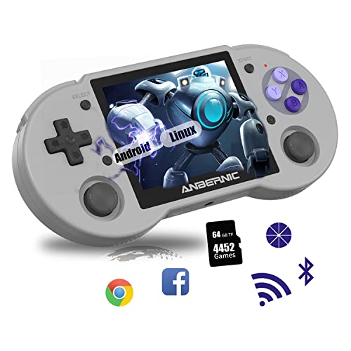 Anbernic RG353P Handheld-Spielekonsole unterstützt 5G WiFi 4.2 Bluetooth Dual OS + Android 11, Linux RK3566 64BIT 64G TF-Karte 4452 Klassische Spiele 3,5-Zoll-IPS-Bildschirm 3500mAh Akku (Grey) von Airuidas