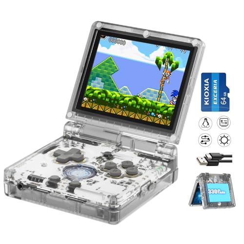 RG35XXSP Flip Retro Handheld Spielekonsole, 3,5 Zoll IPS Bildschirm Linux System mit 64G Karte vorinstalliert 5532 Spiele, Clamshell Spielekonsolen Unterstützt 5G WiFi Bluetooth HDMI von Airuidas