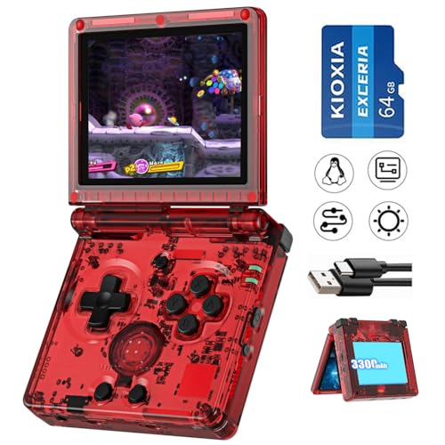 RG35XXSP Flip Retro Handheld Spielekonsole, 3,5 Zoll IPS Bildschirm Linux System mit 64G Karte vorinstalliert 5532 Spiele, Clamshell Spielekonsolen Unterstützt 5G WiFi Bluetooth HDMI von Airuidas