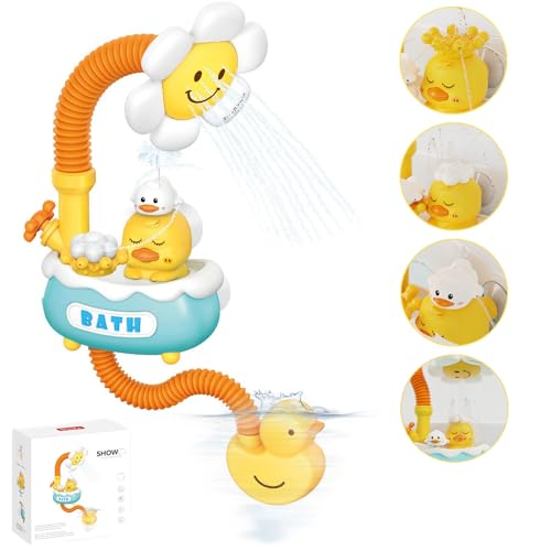 Aischens Badespielzeug mit Sonnenblume 360° Drehbarer Duschkopf, Ente Elektrisches Baby Badespielzeug, Badewannen Spielzeug ab 1 2 3 4 Jahre, Drehendem Enten-Badewannenspiel, Wasserspielzeug Kinder Aischens Badespielzeug mit Sonnenblume 360° Drehbarer Duschkopf, Ente Elektrisches Baby Badespielzeug, Badewannen Spielzeug ab 1 2 3 4 Jahre, Drehendem Enten-Badewannenspiel, Wasserspielzeug Kinder von Aischens