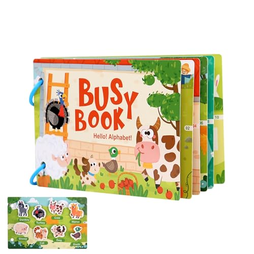 Aisyrain Busy Book für Kinder, Busy Book | Vorschul-Lernpapier-Arbeitsbuch - Wiederverwendbare sensorische 3D-Aufkleber, Aktivitätsbuch, pädagogisch für Weihnachten, Kindertag von Aisyrain