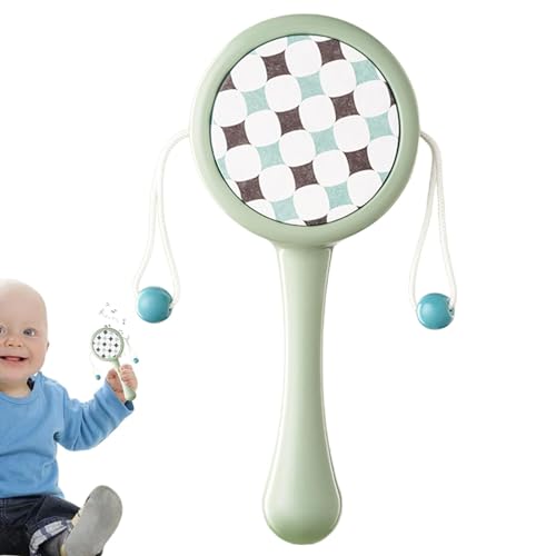 Handrasselspielzeug, Rasselhandtrommel - Handtrommel-Musik-Shaker - Visuelle Tracking-Übung Handtrommel-Shaker für beruhigendes Spielzeug für die frühe Bildung von Jungen und Mädchen von Aisyrain