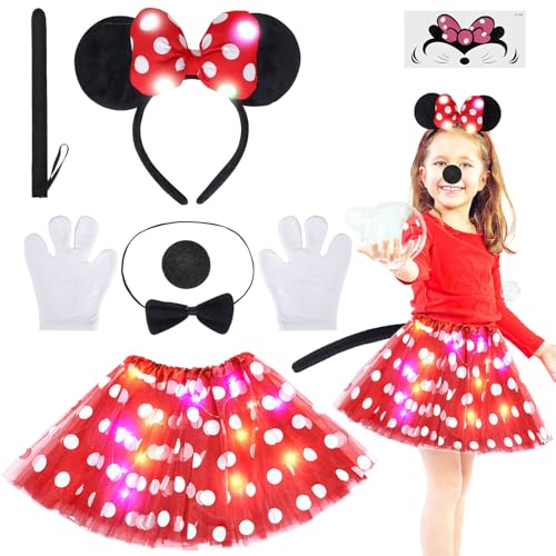 Aitsite Halloween Kostüm Kinder, Mickey Set Kleidung Halloween Rock Mädchen, Halloween Kostüme Die in Der Dunkelheit Leuchten, Kostüm Kinder für Halloween, Karneval und Rollenspiele von Aitsite