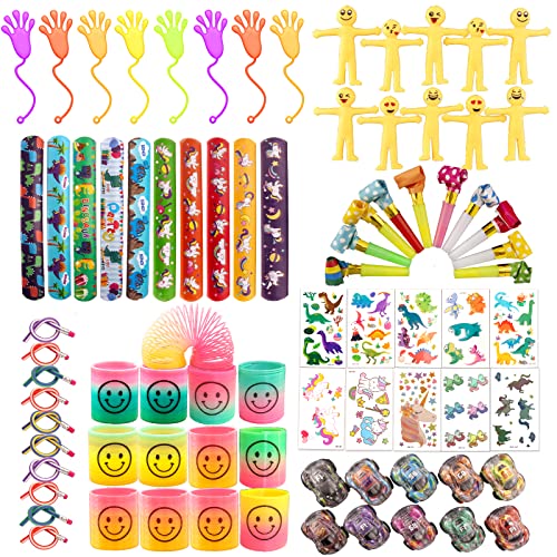 Mitgebsel kindergeburtstag Set, 106pcs Dinosaurier Give Aways Kindergeburtstag Gastgeschenke Enthalten Tattoo Kinder, Schlüsselschnalle, Schnapparmband, Leuchtende Figuren,Aufklebern,Geschenktüte von Aitsite