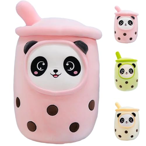 Aiuidun Panda Boba Kuscheltier,Bubble Tea Stofftier Plüschkissen Spielzeug Weiches Umarmungskissen Geschenk für Kinder Mädchen Jungen(Rosa,50cm) von Aiuidun