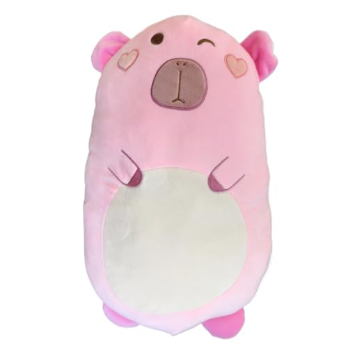 Aiuidun Capybara Plüschtier Kissen, Niedliche Capybara Stofftiere, Squishy Capybara Plüsch Umarmungskissen, Superweiches Meerschweinchen Plüschtier Geschenke für Kinder(Pink Capybara) von Aiuidun