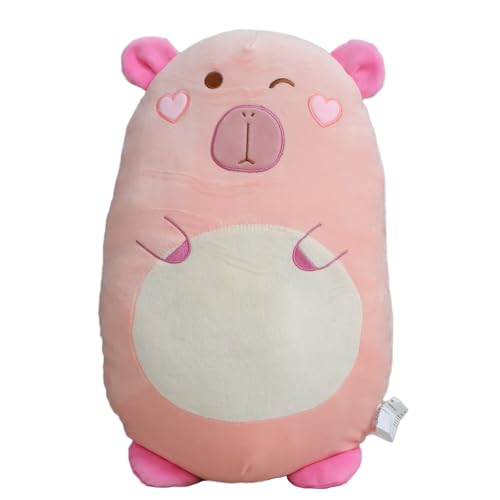 Aiuidun Capybara Plüschtier Kissen, Niedliche Capybara Stofftiere, Squishy Capybara Plüsch Umarmungskissen, Superweiches Meerschweinchen Plüschtier Geschenke für Kinder(Pink Capybara) von Aiuidun