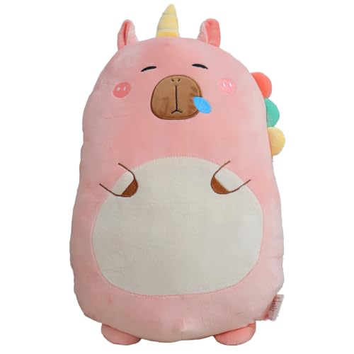 Aiuidun Capybara Plüschtier Kissen, Niedliche Capybara Stofftiere, Squishy Capybara Plüsch Umarmungskissen, Superweiches Meerschweinchen Plüschtier Geschenke für Kinder (Unicorn Capybara) von Aiuidun