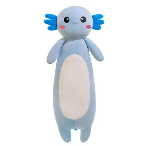 Aiuidun Plüschtier Axolotl Kuscheltier Stofftier Axolotl Plüsch Umarmung Kissen,Weicher Salamander Langes Wurfkissen Spielzeug,Schmusetier Geschenk für Kinder Mädchen Jungen(Blau,100cm) von Aiuidun