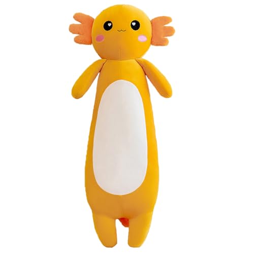 Aiuidun Plüschtier Axolotl Kuscheltier Stofftier Axolotl Plüsch Umarmung Kissen,Weicher Salamander Langes Wurfkissen Spielzeug,Schmusetier Geschenk für Kinder Mädchen Jungen(Orange,100cm) von Aiuidun