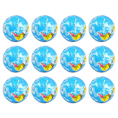 Aiwjeakh 12 PCS Globe Squeeze Balls, 4 Earth Stress Relief Toys Squeeze Balls Educational Stress Balls für Finger Exercise von Aiwjeakh