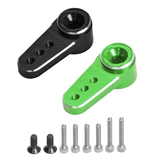 Aiwjeakh 2Pcs Metall 15T Servo Arm Servo Horn Fit ES08MA II Servo für Axial SCX24 1/24 RC Crawler Autoteile, GrüN + Schwarz von Aiwjeakh