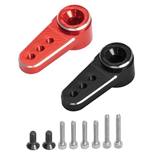 Aiwjeakh 2Pcs Metall 15T Servo Arm Servo Horn Fit ES08MA II Servo für Axial SCX24 1/24 RC Crawler Autoteile, Rot + Schwarz von Aiwjeakh