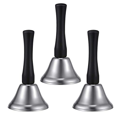 Aiwjeakh 3 Pack Stahl Hand Bell Call Bell Schule Schreibtisch Ring Bell für Hochzeits Veranstaltungen Dekoration Essen Line Alarm Jingles von Aiwjeakh