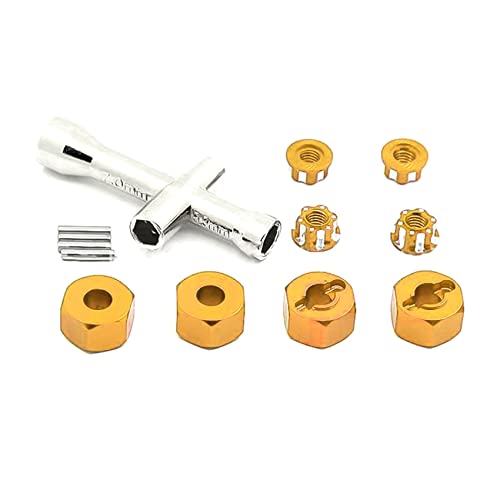 Aiwjeakh 4 StüCke 12Mm Aluminium Koppler Anti Rutsch Mutter Sechskant Radnaben Set für 1/16 Slash E- RC Car Upgrade Teile Gold von Aiwjeakh