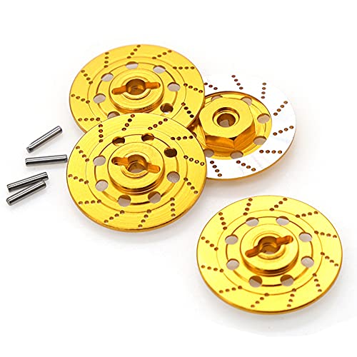 Aiwjeakh 4 StüCke Metall Bremse Scheibe Felgen Kasten Metall Hex Adapter 12Mm für 1/10 D4 On-Road Racing RC Auto Teile,Gold von Aiwjeakh