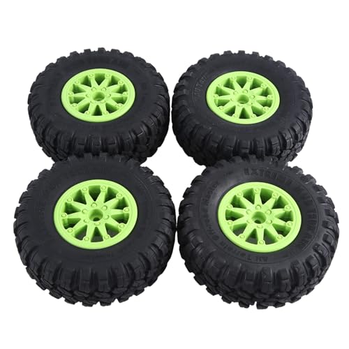 Aiwjeakh 4 Stück 118 X 44 mm 2,2 Gummireifen und Kunststoff-Beadlock-Felgen-Ersatzteile für 1:10 RC Rock Crawler Axial SCX10 RR10 RC-Auto Grün von Aiwjeakh