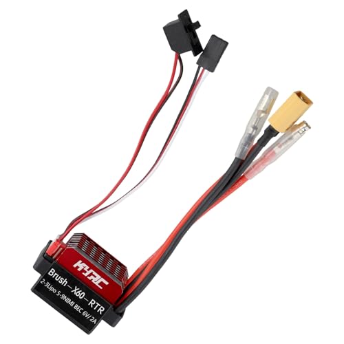 Aiwjeakh 60A ESC RC Car ESC Gebürsteter Elektrischer Drehzahlregler 6V/2A BEC für 1/10 RC Car, XT60-Stecker von Aiwjeakh