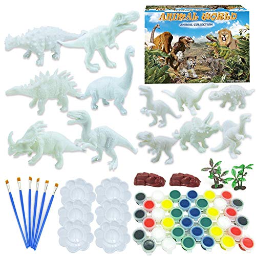 Aiwjeakh 64 StüCk DIY Doodle Spielzeug Dinosaurier Modell DIY Kunsthandwerk Malen Spielzeug Graffiti Toy Lernset für Kinder von Aiwjeakh