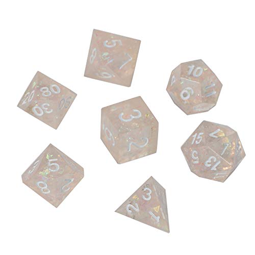 Aiwjeakh 7 StüCk DND Dice Set SchöNe WüRfel für Rollen Spiele Dungeon und Tischbrett Rollen Spiel Transparent Rosa von Aiwjeakh