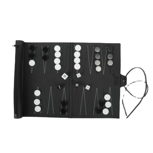 Aiwjeakh Backgammon-Sets zum Aufrollen, Tragbares -Brettspielset für Erwachsene und Kinder, Faltbar, Klassisches PU-Schachbrett, Aufrollbar, Langlebig, Einfach zu Bedienen von Aiwjeakh