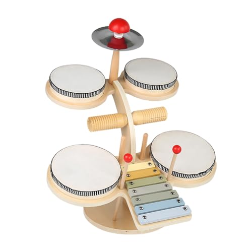 Aiwjeakh Con Serratura11 in 1 Kinder-Schlagzeug-Set, Hölzerne Musik-Schlaginstrumente für Kinder und Schlagzeuger, 1 Stück von Aiwjeakh