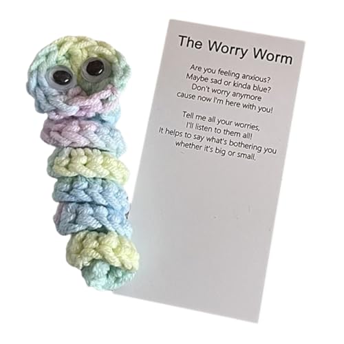 Aiwjeakh Handgefertigtes Sorgenwurm-Geschenk Zur Emotionalen Unterstützung, Häkel-Sorgenwurm, der Sie Inspiriert und Sich Um Sie Kümmert, Süßes Gestricktes Geschenk C von Aiwjeakh