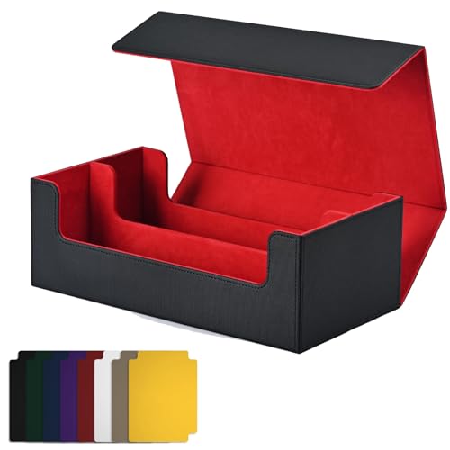 Aiwjeakh Kartenaufbewahrungsbox für Sammelkarten, Magnetverschluss, Kartenhalter für Magnetische Spielkarten, Rot + Schwarz von Aiwjeakh