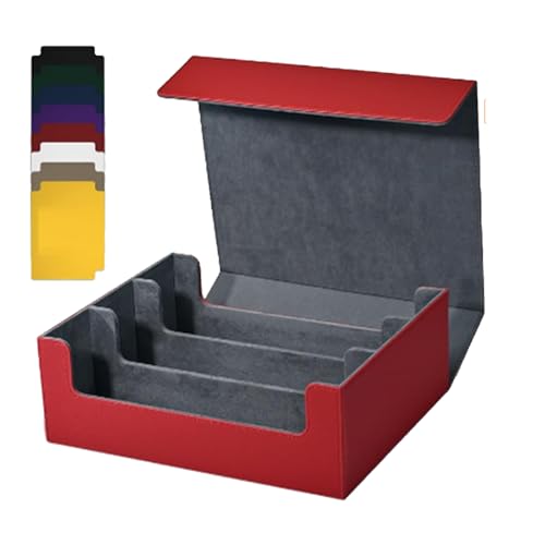 Aiwjeakh Kartenaufbewahrungsbox für Sammelkarten 1800+ PU-Kartendeck-Hülle Magnetverschluss Kartenbox Kartendeck-Hülle für Magnetische Spielkarten Rot von Aiwjeakh