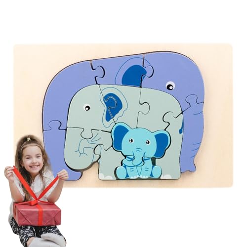 Aizuoni 3D-Cartoon-Puzzle für Kinder, pädagogisch wertvolles 3D-Cartoon-Puzzle, 3D-Puzzles Lernpuzzles aus Holz, Tierpuzzles, Lernspielzeug für Zuhause, Reisen, und Mädchen von Aizuoni