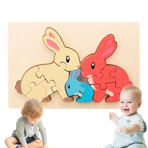 Aizuoni 3D-Cartoon-Puzzle für Kinder, pädagogisch wertvolles 3D-Cartoon-Puzzle | 3D-Cartoon-Puzzle zum Lernen von Holzpuzzles | Tierpuzzles, Lernspielzeug für Zuhause, Reisen, und Mädchen von Aizuoni