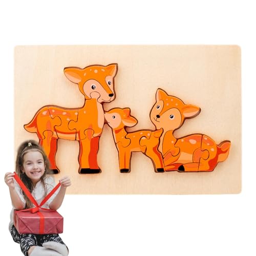 Aizuoni 3D-Puzzles für Kinder,3D-Cartoon-Puzzles für Kinder | 3D-Cartoon-Puzzle zum Lernen von Holzpuzzles | Tierpuzzles, Lernspielzeug für Zuhause, Reisen, und Mädchen von Aizuoni