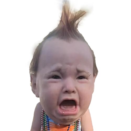 Aizuoni Creepy And Hilarious Head Maske,Horror-Halloween-Kopfbedeckung Für Kinder & Erwachsene, Gruselige Latex Weinendes Baby Kopfbedeckung Für Cosplay,Kostüm-Requisiten Für Streiche, Spukhäuser von Aizuoni