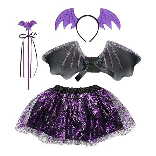 Aizuoni Fledermaus-Mädchen-Kostüm für Mädchen, Fledermaus-Kostüm für Kleinkinder - Halloween-Partykostüm - Halloween-Kostüm für Mädchen, Cosplay-Kostüm, Tutu-Kleid-Set für Kinder, Kostüm von Aizuoni