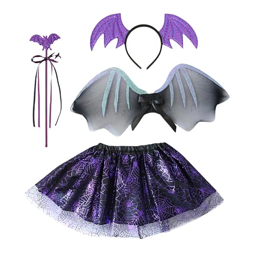 Aizuoni Fledermauskostüm für Kinder, Fledermauskostüm für Mädchen,Halloween-Kostüm | Mädchenkostüm Halloween Cosplay Fancy Dress Up, Cosplay-Anzug für festliches Rollenspiel von Aizuoni