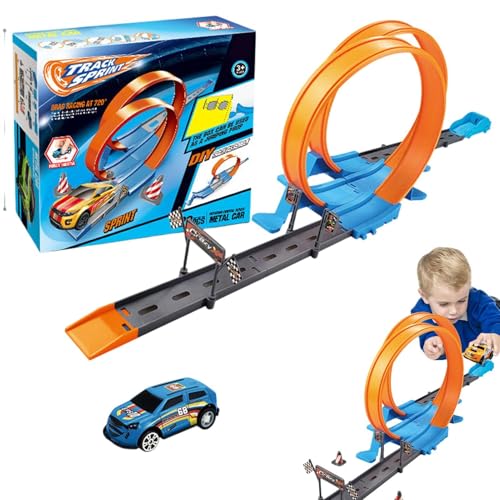 Aizuoni Flexibles Spielzeugauto,Flexibles Schienenauto, Zusammenbau des Rennstrecken-Rückziehwagens, Spielzeug mit flexiblen Gleisen, lustige Flexible Straßenspiele für Weihnachten, Halloween, von Aizuoni