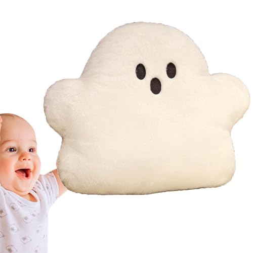 Aizuoni Halloween Plüschtier, Halloween Plush, Geistergesicht-Plüsch, Geisterbettkissen, Niedliches Wolkengeist-Plüschtier-Kissenkissen, Halloween-Geisterkissen, Geisterstofftier Für Couch von Aizuoni