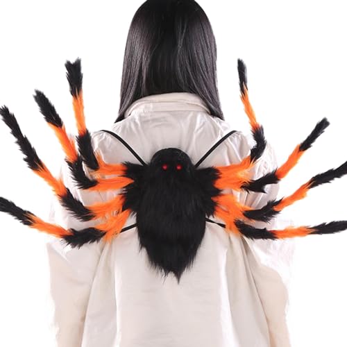 Aizuoni Halloween Riesenspinne Rucksack, Halloween-Spinnen-Kostüm-Süßigkeits-Taschen-Kleidung,Horror-Plüsch-Spinnenbein-Party-Requisiten-Dekore von Aizuoni