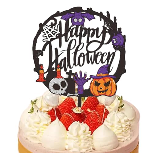 Aizuoni Happy Halloween Cake Topper,Halloween Kuchendekorationen,Halloween-Kuchen-Plugin-Party-Dessert - Kuchendekorationskarten, Tischdekoration, Lieferungen, Halloween-Party-Kuchendekorationen, von Aizuoni