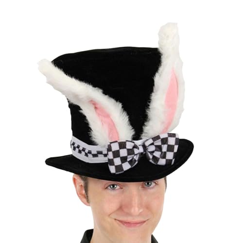 Aizuoni Hasenohren, Ostern Osterhase Kostüm, Wütender -, Zylinder Samt, Weißes Kaninchen-Kostüm, Osterhasen-Ohr- Für Erwachsene, Mad Hatter Rabbit Plüsch- Für Party von Aizuoni