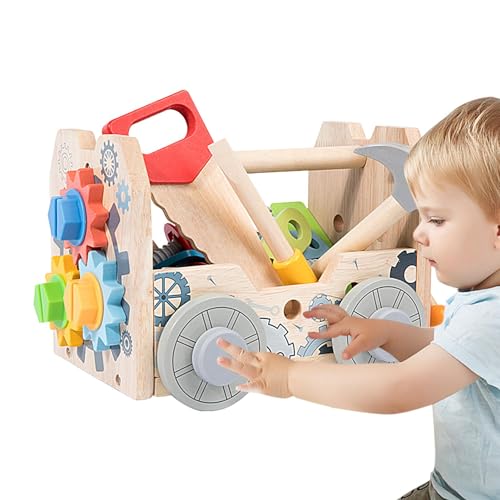 Aizuoni Holz-Spielwerkzeug-Werkbank-Set, Holz-Kleinkind-Werkbank - Holzwerkbank für Kinder,Holzkonstruktionsspielzeug, pädagogisches -Spielzeug für Kinder, Jungen von Aizuoni